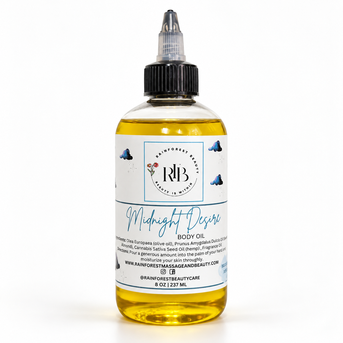 Midnight Desire Body Oil on a white studio background